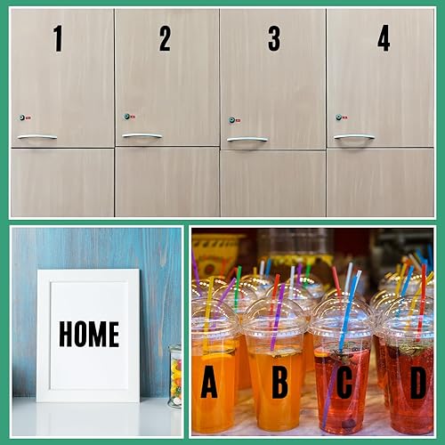 Miniatura 5 de Qilery 1600 unidades, 32 hojas, calcomanías de letras y números de 2 pulgadas, autoadhesivas, letras del alfabeto, calcomanías de números, para la