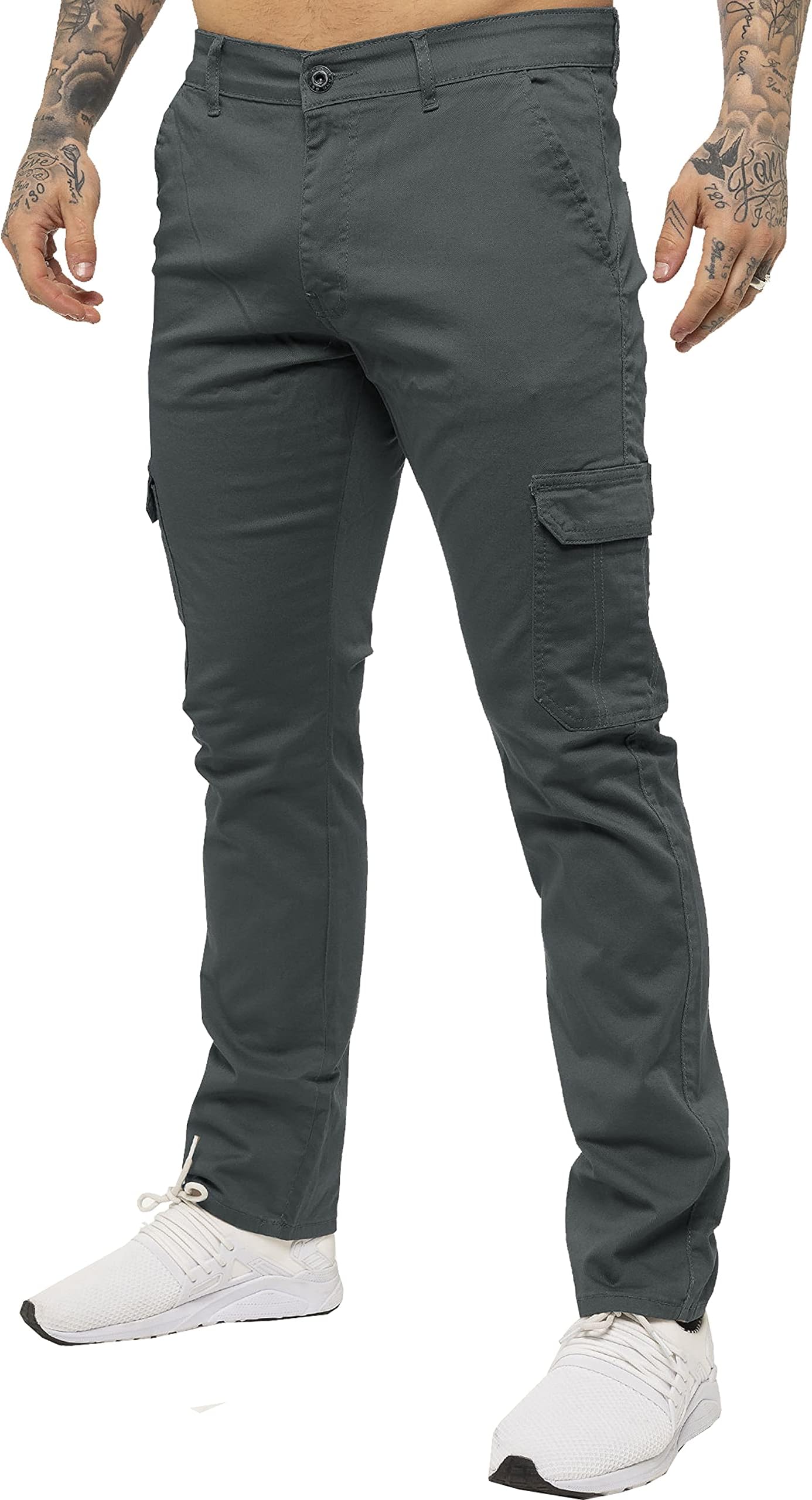 Enzo Jeans Mens Cargo Combat Trousers Chinos Slim Fit Cotton Stretch Work Pants