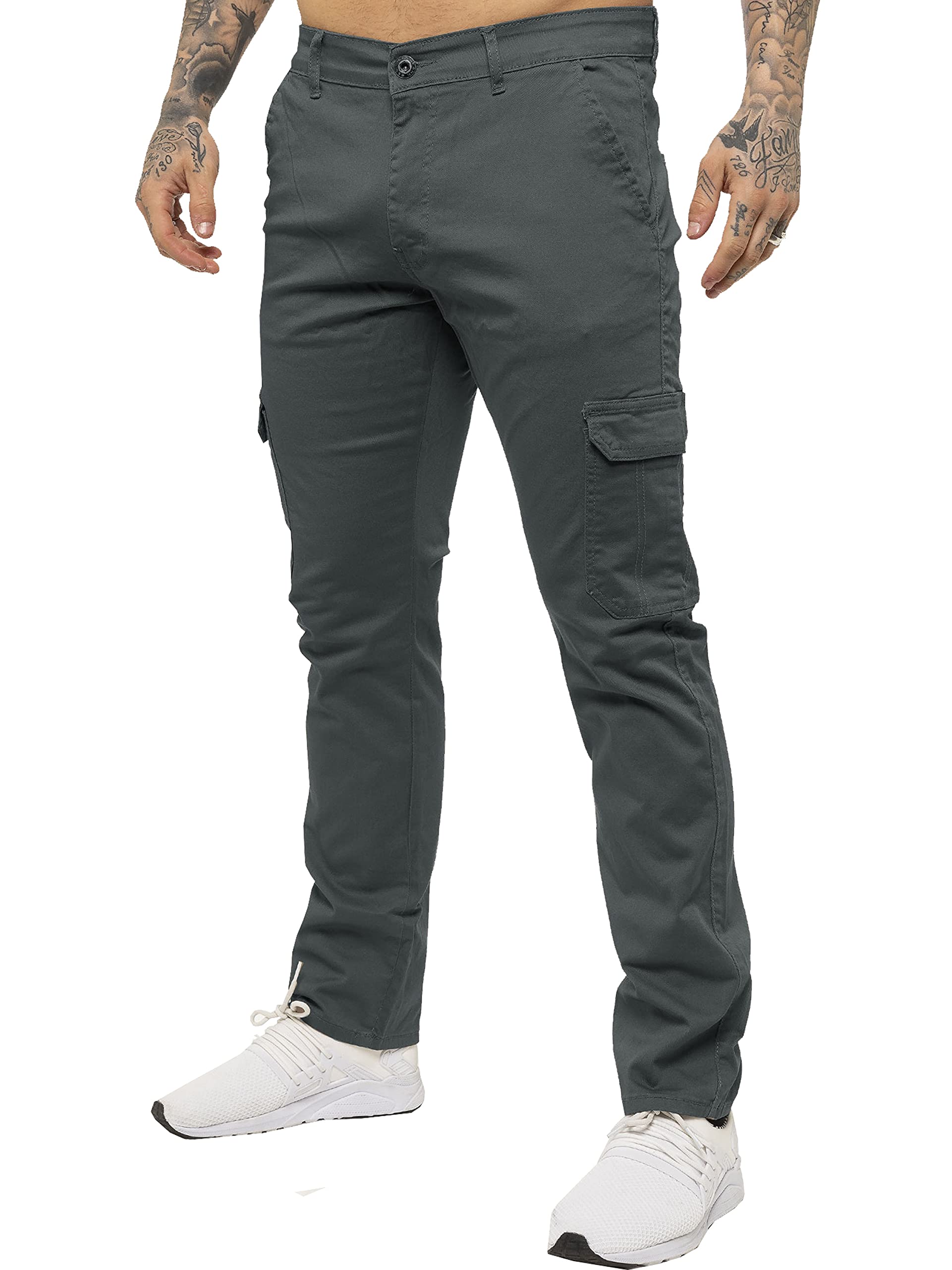 Enzo Jeans Mens Cargo Combat Trousers Chinos Slim Fit Cotton Stretch Work Pants