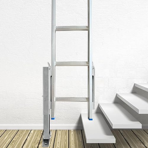 Miniatura 2 de Par de niveladores de escalera para escalera de extensión, nivelador de suelo de pierna de escalera de extensión ajustable, con poste de acero con