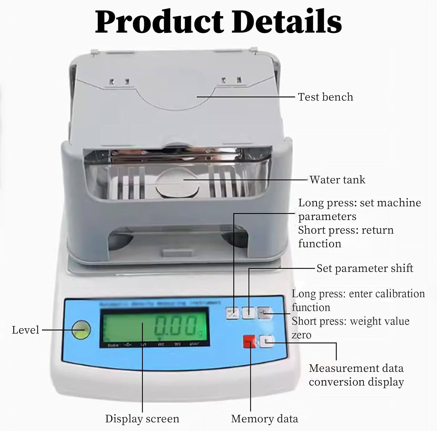 Gold Purity Testing Machine, Digital Electronic Gold Purity Tester Meter, 300g/600g/1200g Silver & Gold Analyzer Kit, for Platinum, Palladium, Refinery Precious Metal Tester MDJ-300A