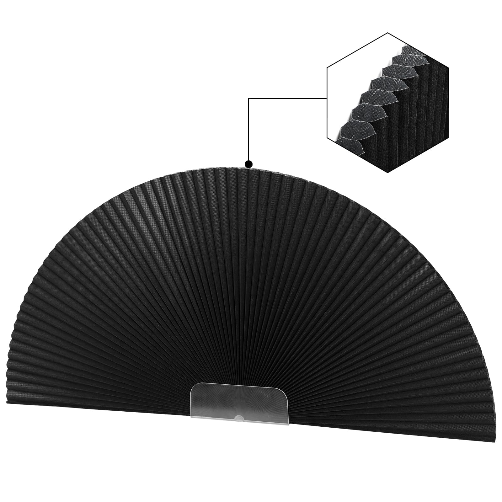 Arch Window Shades Blackout Half Circle Cellular Shades, Pleated Blinds Half Moon Window Shades for Semi Circle Windows, Easy Cut and Install, (Radius: 36", Black)