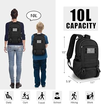 Jueachy Tactical Backpack for Men Hiking Day Pack Molle Military Rucksack Waterproof 30L EDC Bag with USA Flag Patch