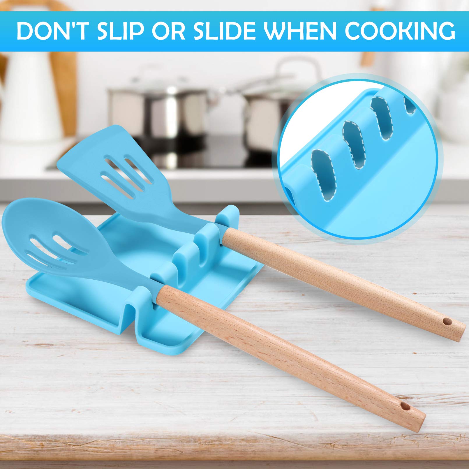 Lot De 3 Repose-cuillères En Silicone Pour Dessus De Cuisinière, Porte