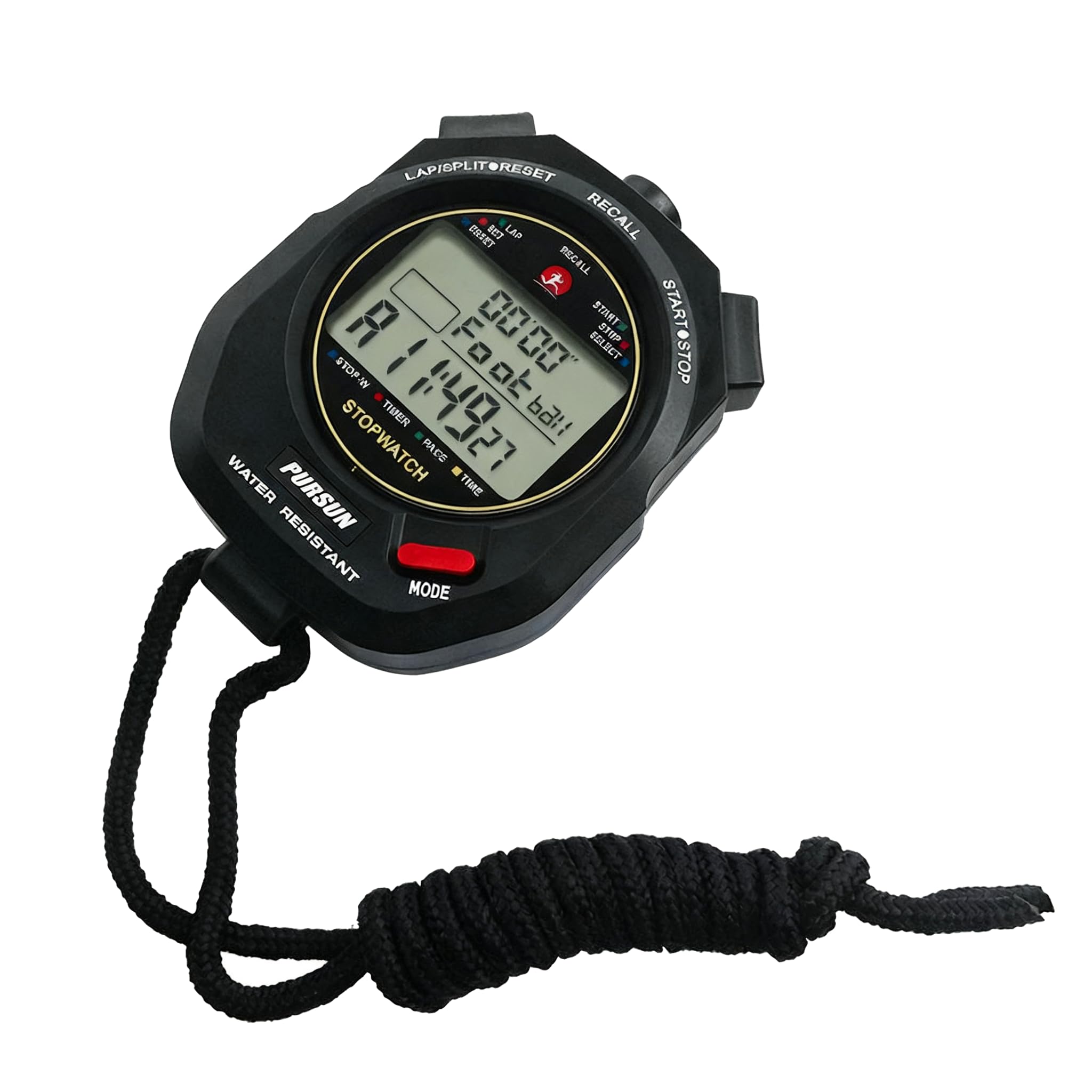 Cronometro sportivo 100 giri cronometro digitale sport cronometro conto alla rovescia timer con 100 giri di memoria 0,001 secondi temporizzazione (nero)
