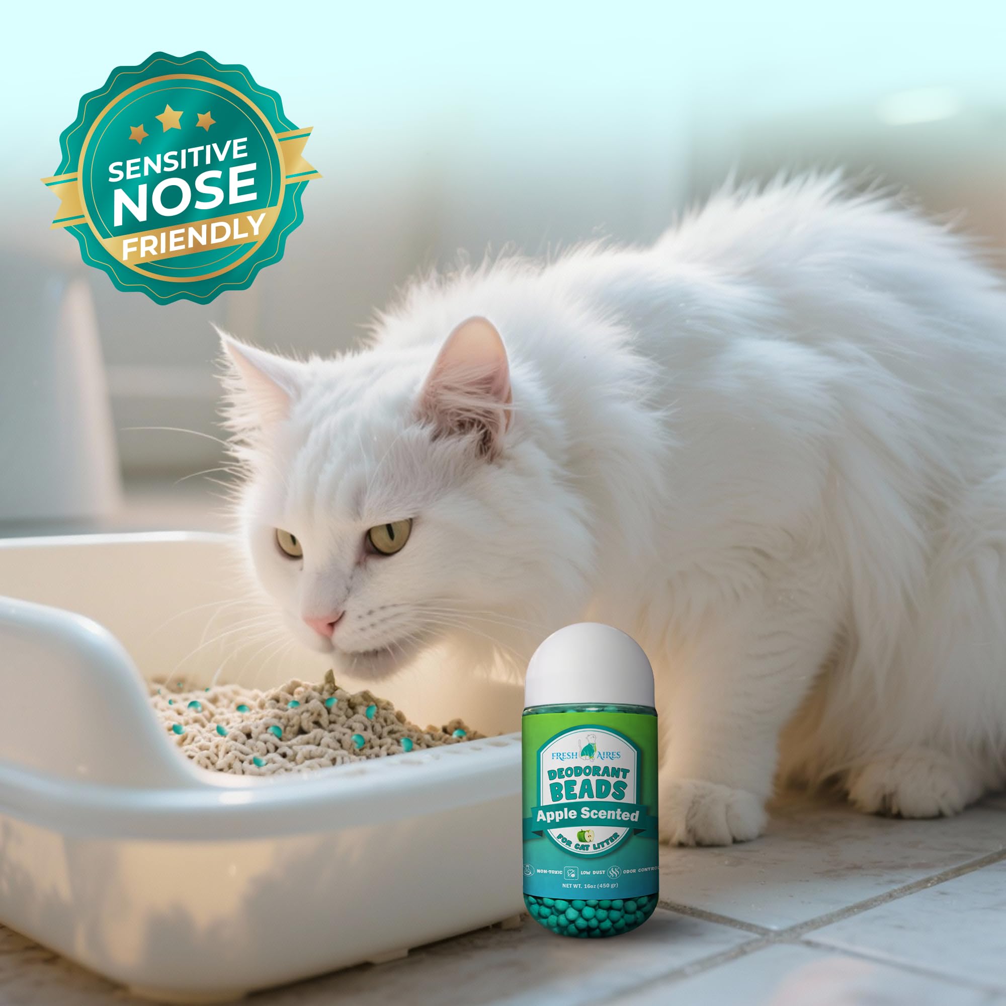 Cat Deodorant Beads | Green Apple Scent, Low-Dust & Non Toxic Litter Box, Superior Odor Control, Pet Safe Kitty Litter Deodorizer | Cat Litter Scent Deodorizer for Cleaner Air - image 7