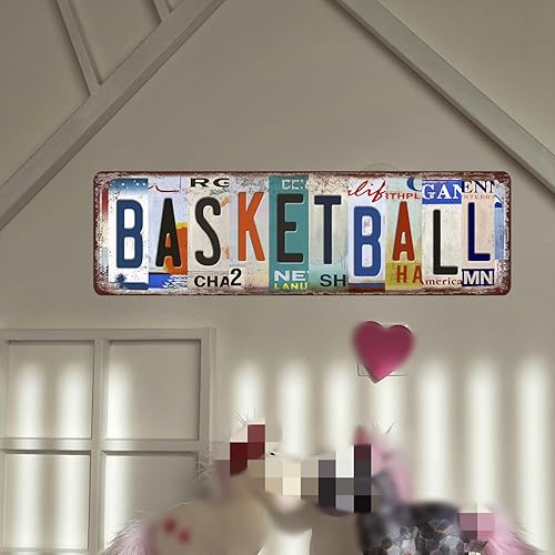 Miniatura 3 de Letrero de metal de baloncesto, decoración de baloncesto, regalos para niños, dormitorio, póster de baloncesto para decoración de pared de