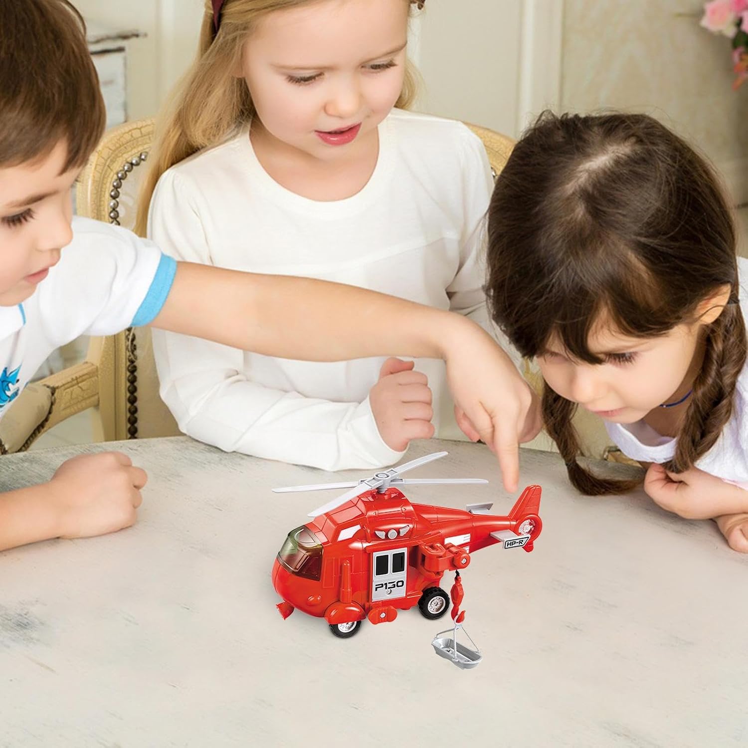 Kids Helicopter Toy - Simulation Helicopter Inertial Aircraft Toy Model,Vehicles Toys with Sound and Lighting Effects for Park, School, Home, Kindergarten