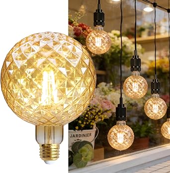LED Bulb Vintage 4W Warm White 2500Kelvin Big Globe Crystal Led Bulb 110/130V Edison Screw E26 Base Specialty Decorative Light Bulb G125