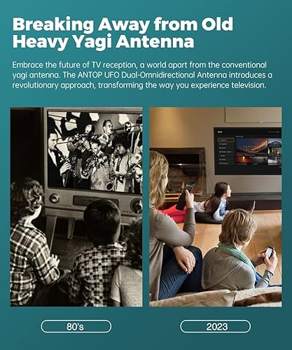 Miniatura 6 de ANTOP UFO Antena HDTV de alta definición para exteriores dual omnidireccional de 720, amplificador Smartpass exclusivo y filtro 4G LTE, recepción