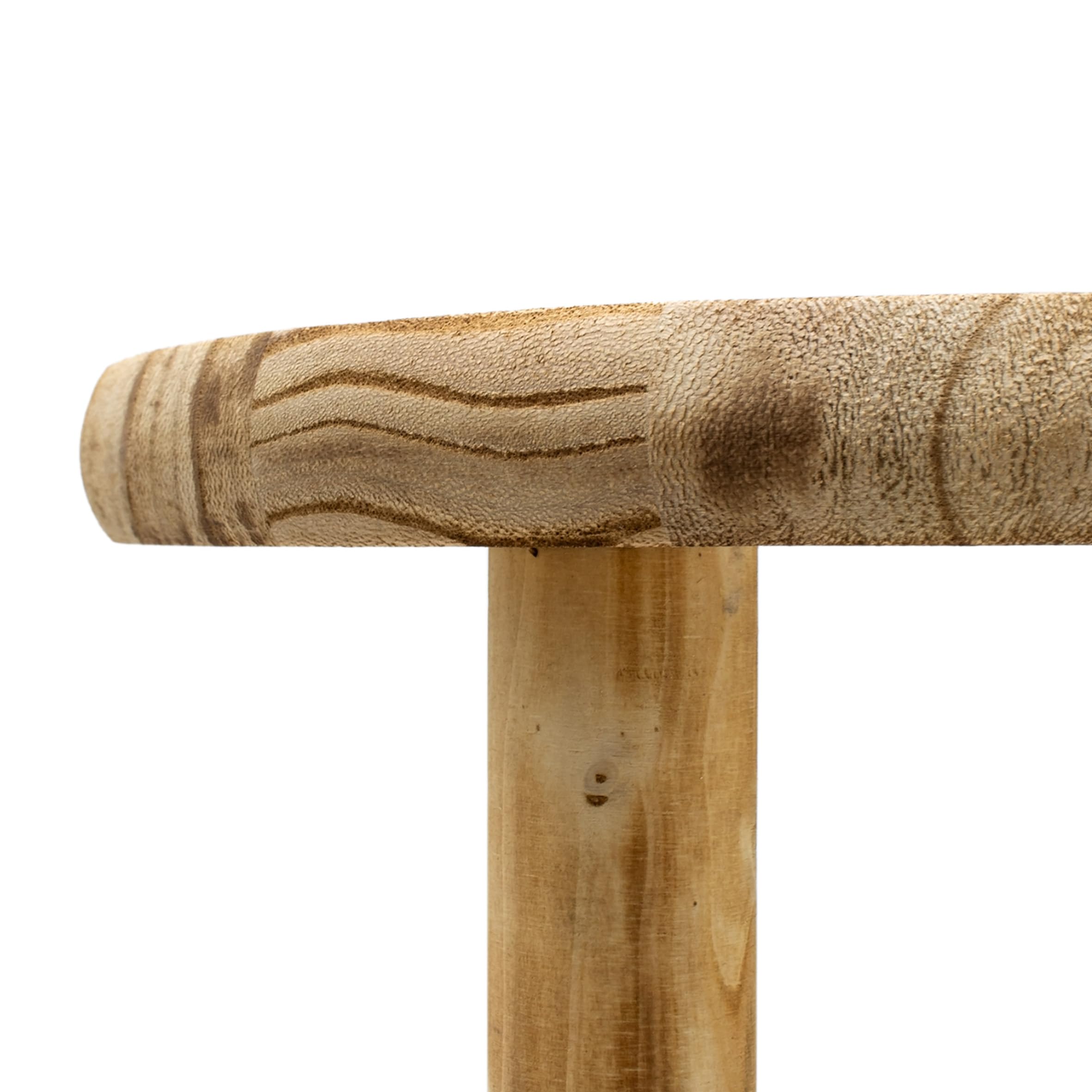 Set di 3 sgabelli in legno con 3 gambe fiammate, 20 / 23 / 25 cm, in legno massello decorativo, rotondi, piccoli in look usato, per piante da appartamento