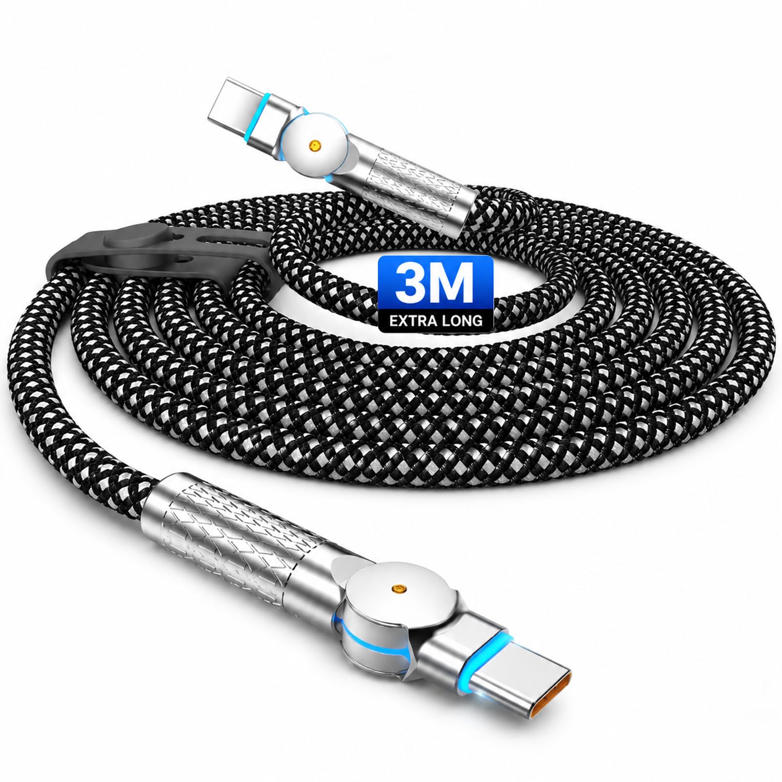 240W Type C Cable Fast Charging with LED, 9.8Ft 180 Degree Flexible C Type Charger Cable, 480Mbps Data Transmission USB C for iPhone 17/17 Pro/17 Pro Max/16/15, Galaxy S25/S24, MacBook-image-48