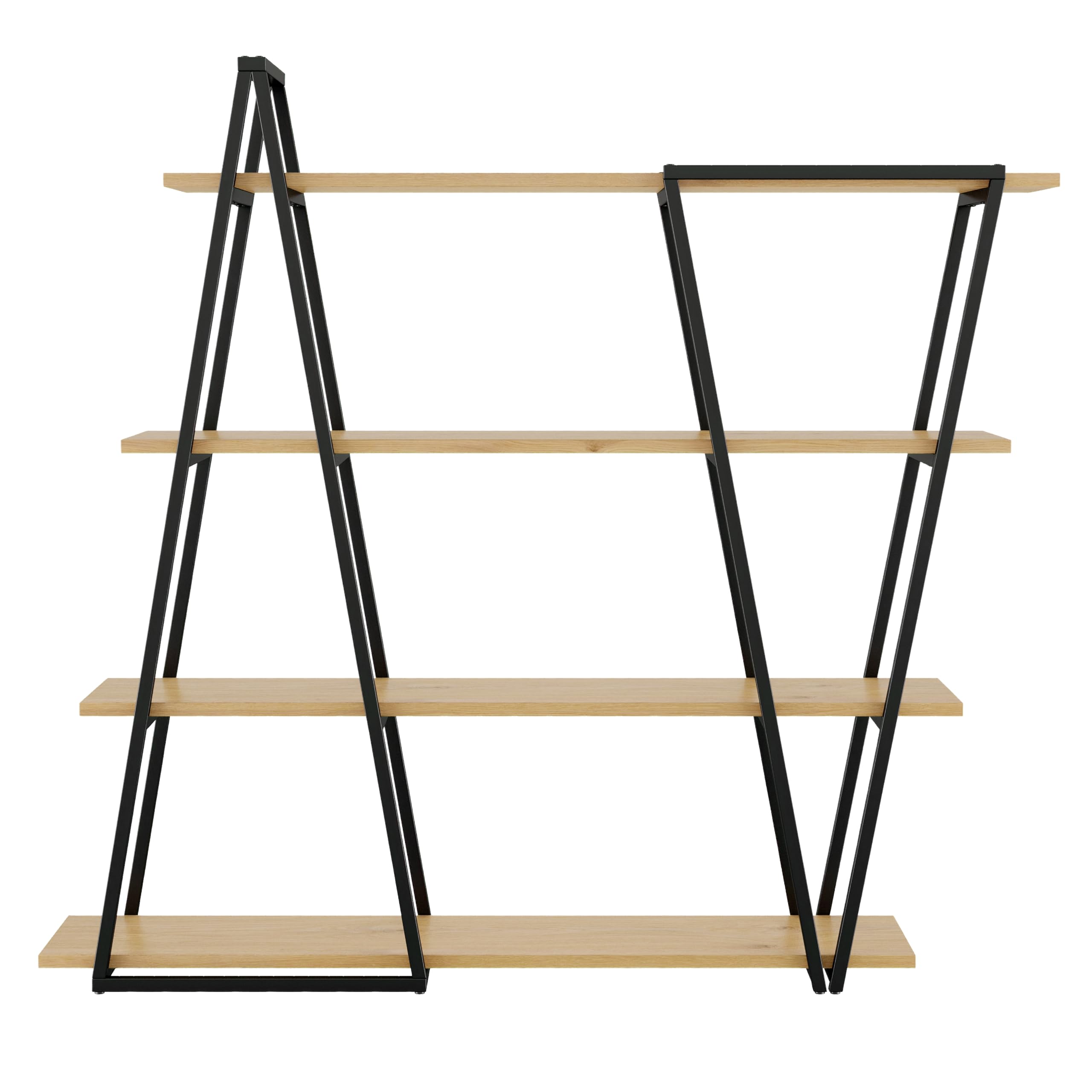 158×35×166 cm Geometrisches Stehregal – Bücherregal/Offenes Metallregal mit 25 mm Verdickt MDF-Holzböden, Dreiecksdesign, für Wohnzimmer, Küche & Arbeitszimmer,Regal - Bücherregal