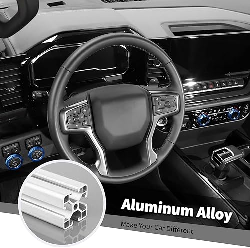 Miniatura 4 de Jimen Cubierta para perilla Silverado 2022+, 5 piezas de botón de volumen de audio de consola central, control de clima de CA, perilla de faros