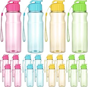 20 Pcs Plastic Water Bottles for Kids Bulk 17 oz Gym Sports Reusable Large Drink Bottles with Flip