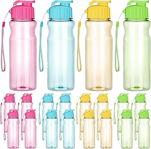 20 Pcs Plastic Water Bottles for Kids Bulk 17 oz Gym Sports Reusable Large Drink Bottles with Flip