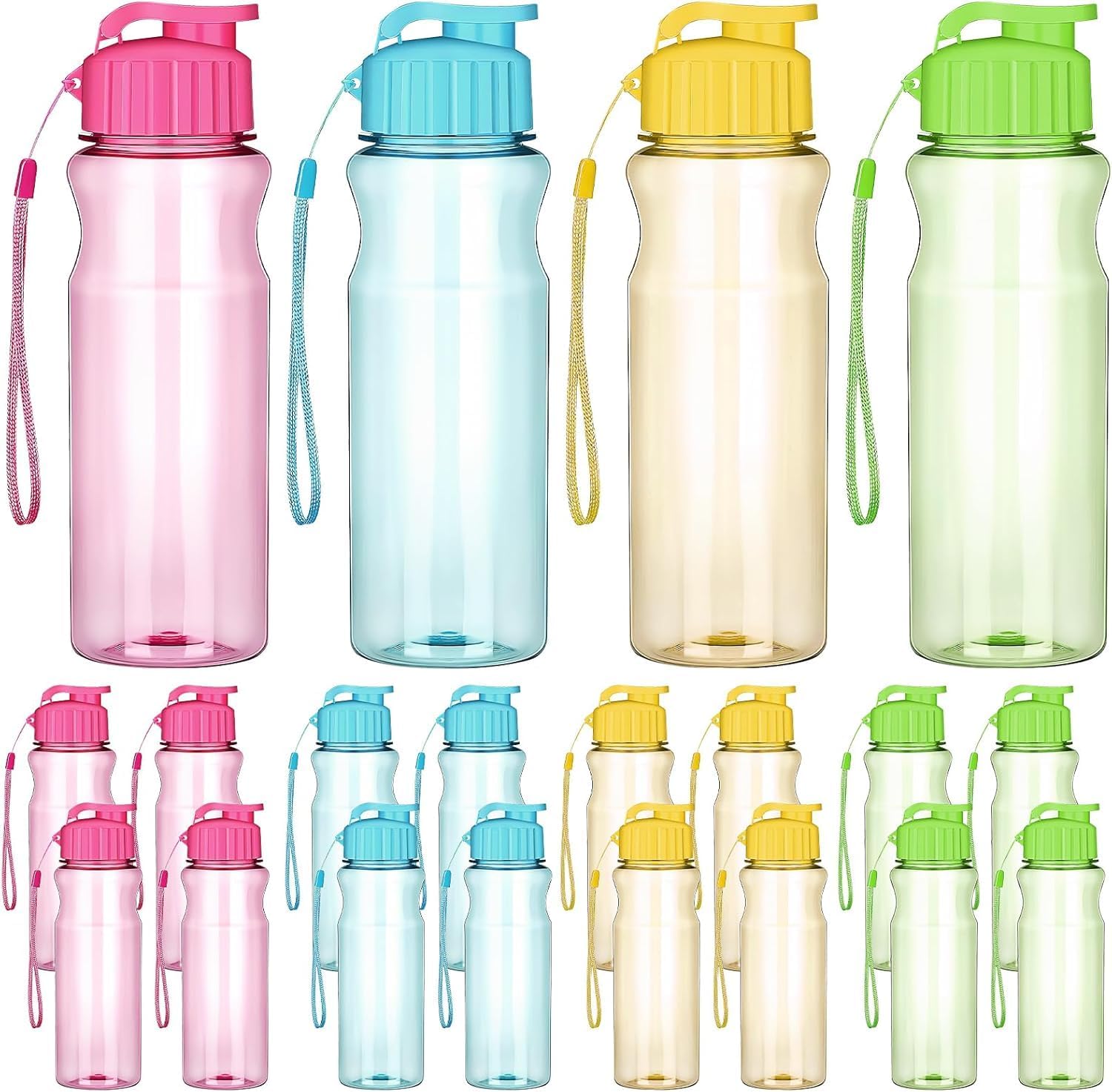 20 Pcs Plastic Water Bottles for Kids Bulk 17 oz Gym Sports Reusable Large Drink Bottles with Flip