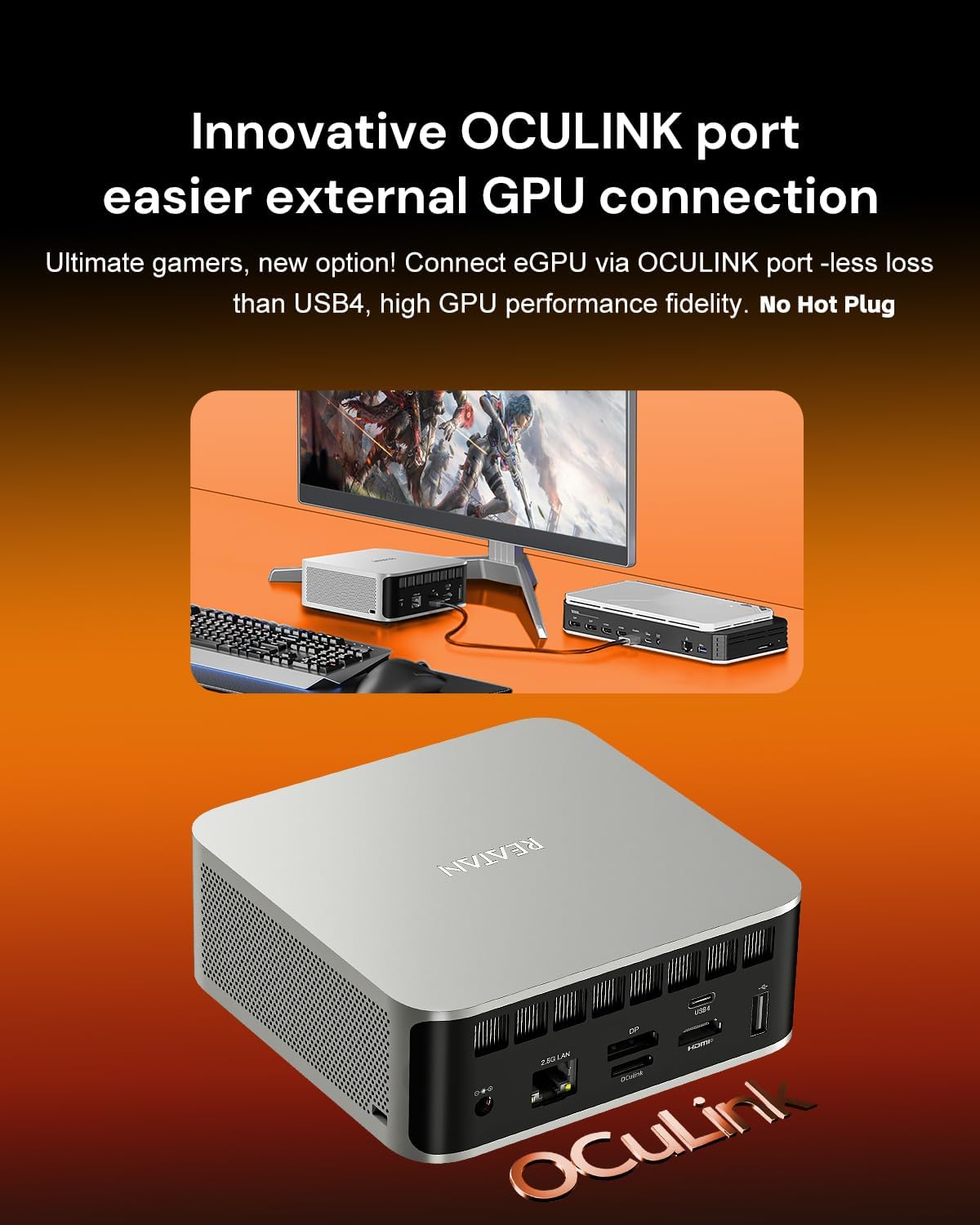 Reatan X8 Ryzen AI 9 HX 470 Mini PC(86 Tops,12C/24T up to 5.2GHz) 48GB DDR5 5600MHz 2TB PCIe 4.0 SSD, Radeon 890M, OCuLink/2xUSB4/DP,Quad 8K Display, 2.5G LAN, Wi-Fi 7/BT 5.4, AI/Dev/Creator/Gaming 10 71WafSDZ1PL. AC SL1500