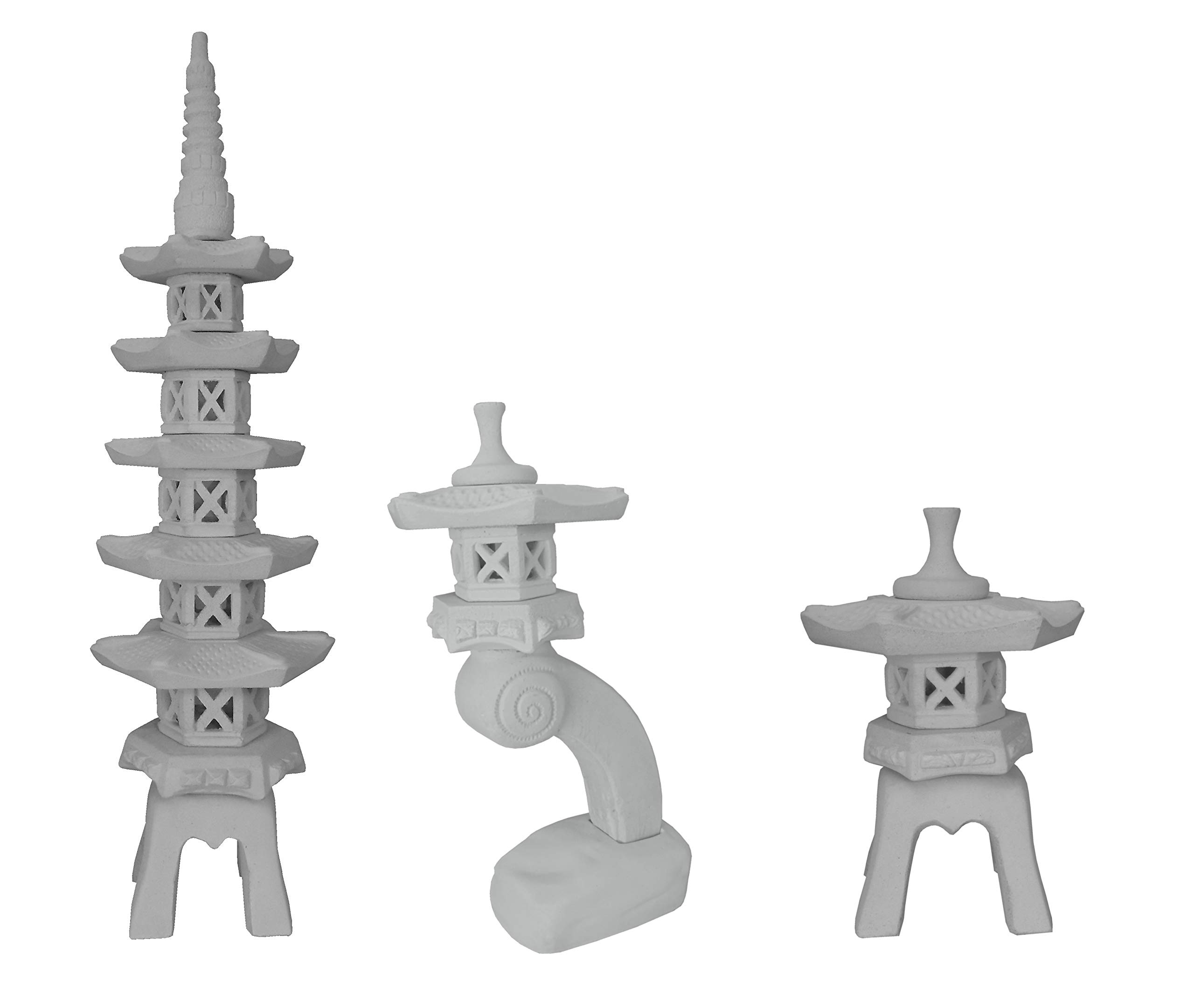 Japanische Steinlaterne Garten Laterne, 3 Stück Pagode + Yukimi + Rankei S | Pagode, Yukimi, Rankei S