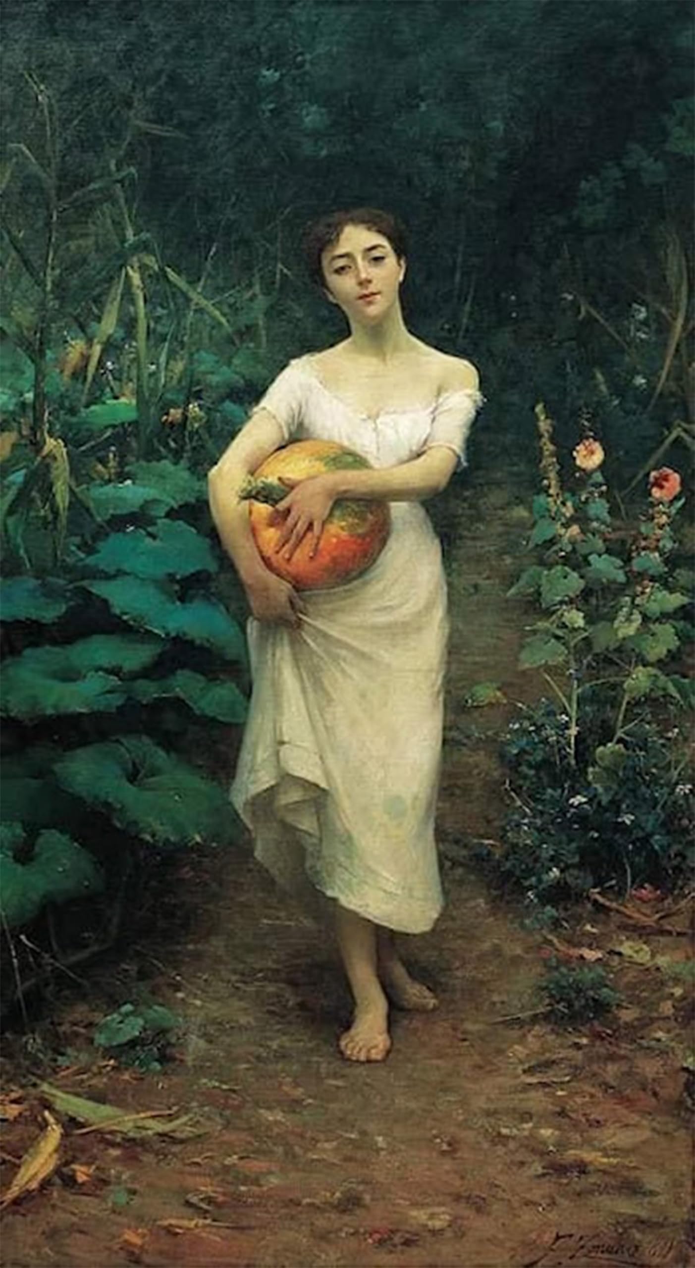 POSTERIIk Famous Modern Artwork Art Mural Young Girl Carrying a Fausto Zonaro Oil Paintings Pictures for Home Decor 60x90cm