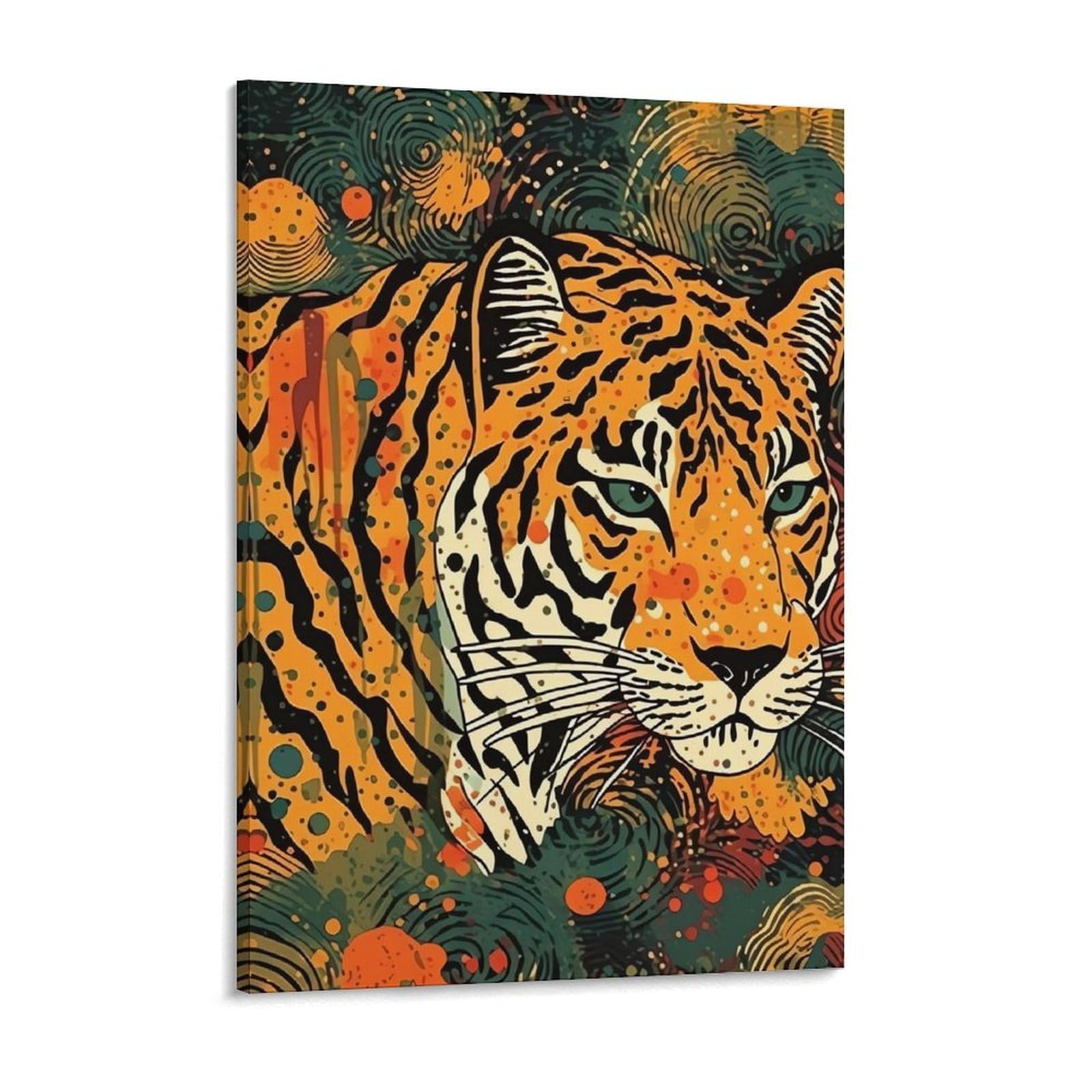Tiger Botanical Print Canvas Wall Art for Bedroom 18x24inch Canvas Prints Artwork for Walls Modern Picture Artwork Painting for Living Room Aesthetic Wall Paintings for Bathroom Kitchen Offic