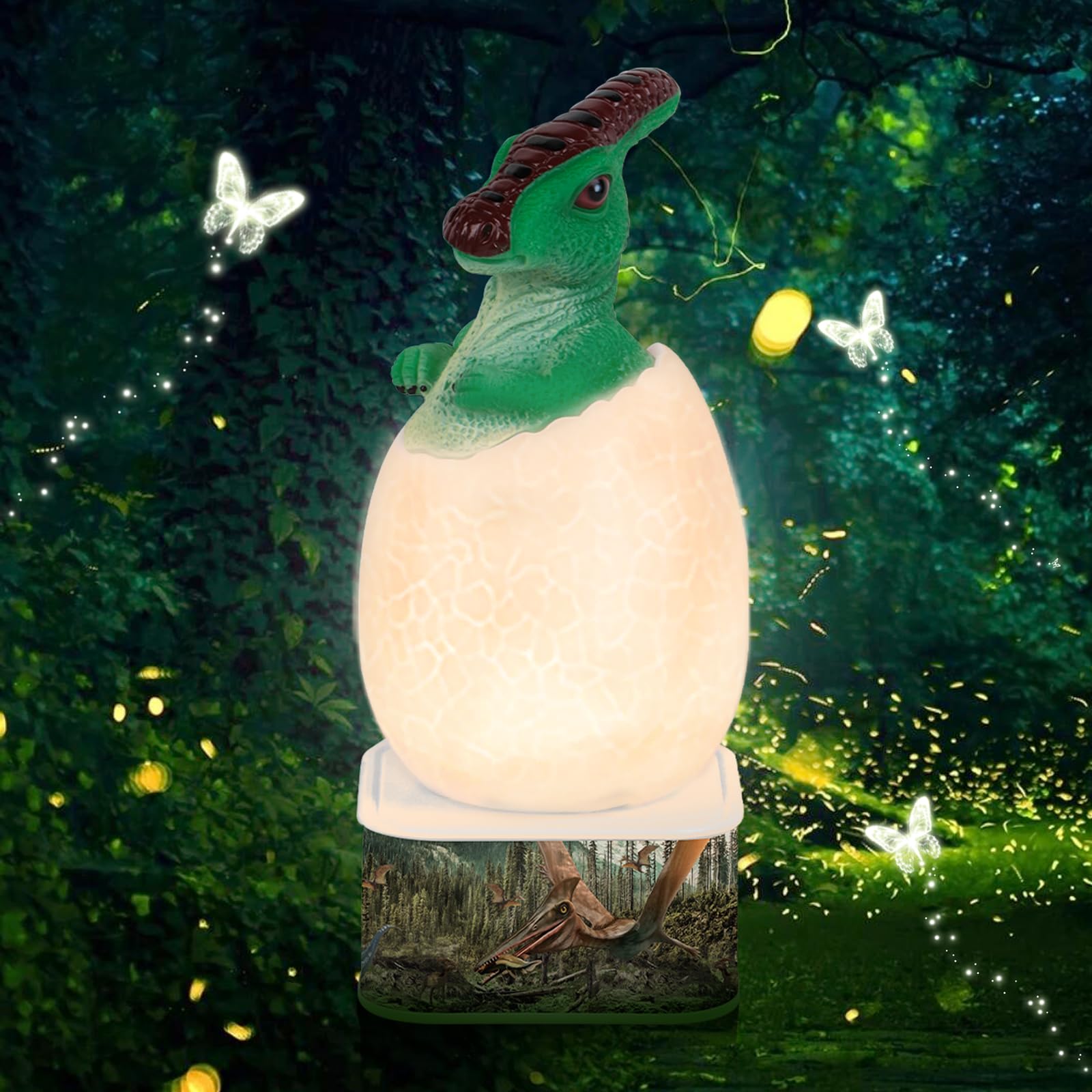 JOMEARCRENG Cute Dinosaur Night Light for Baby Nursery - Touch/Voice Control, Multi-Color Changing, USB Rechargeable Battery - Safe Silicone Material - Nightlight for a Cozy Bedtime Atmosphere