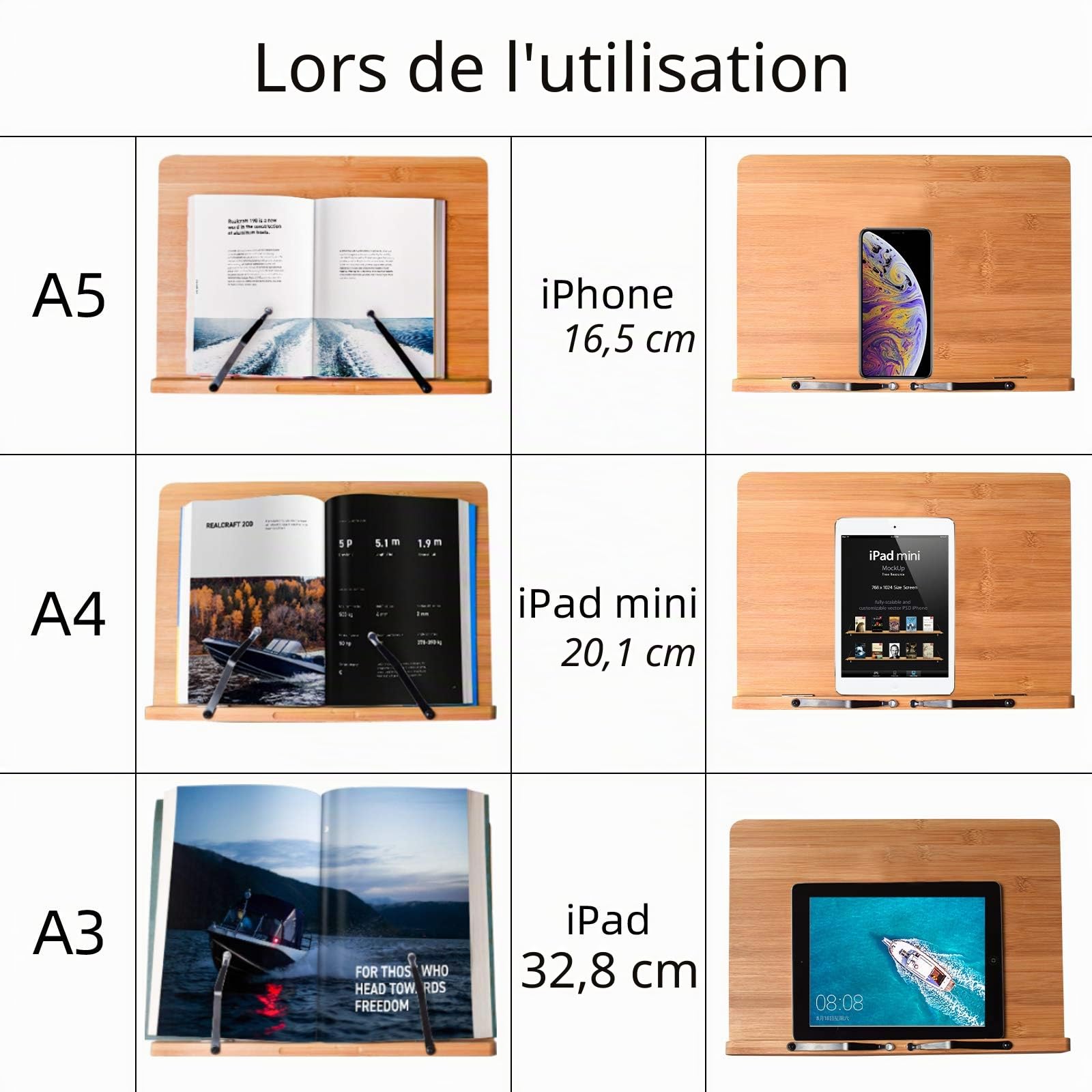 wishacc Support de livre XL - Grande taille 39,1 x 27,9 cm