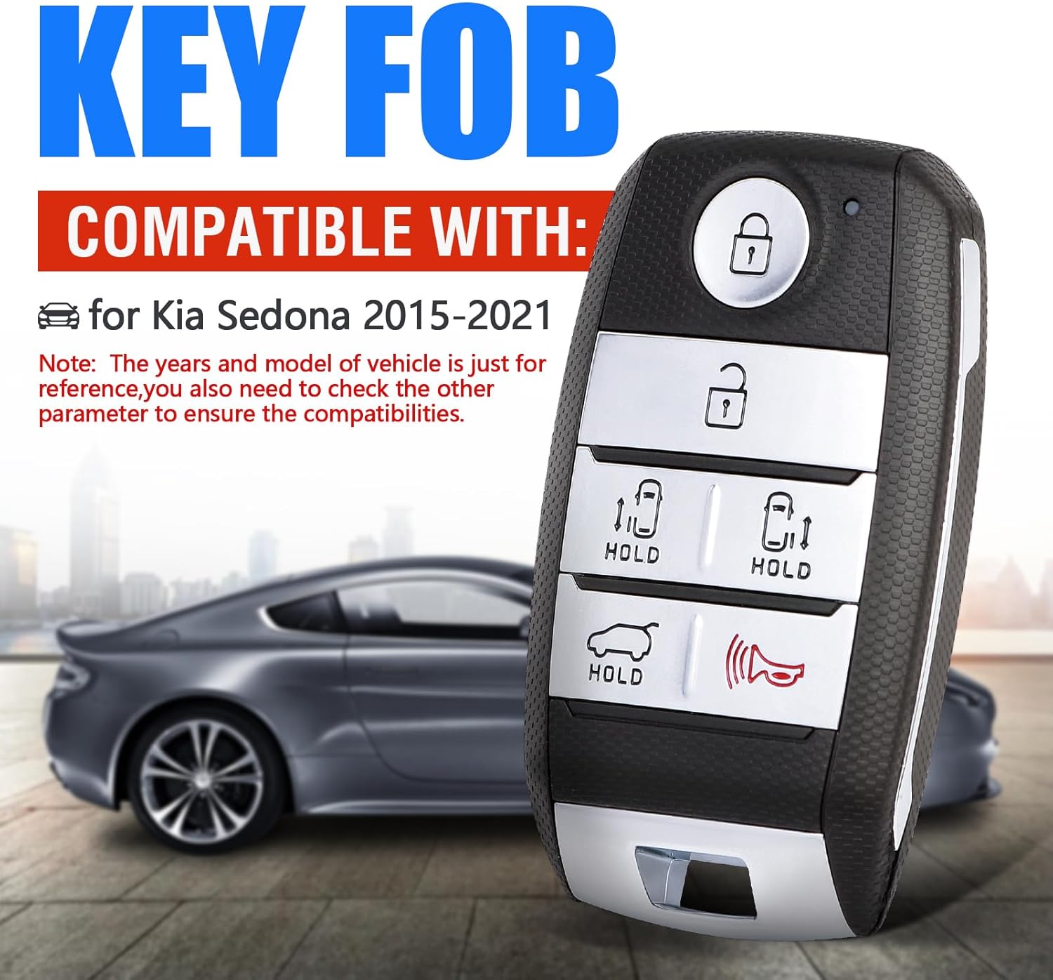 Keyless Entry Remote 6 Buttons Proximity Key Fob Replacement for Kia Sedona 2015 2016 2017 2018 2019 2020 2021(FCC:SY5YPFGE06 P/N:95440-A9300 ID47 Chip)