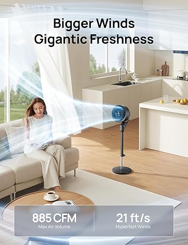 Miniatura 3 de Dreo Ventilador para dormitorio, ventilador oscilante de 80, silencioso de 25 dB, ventiladores de pedestal de 80 pies para oficina en casa, vertical