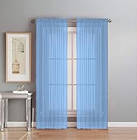 Vista 17 de Interior Trends Juego de 2 paneles de cortina de gasa transparente totalmente cosidas para ventana con cortinajes (63 pulgadas de largo, ladrillo)