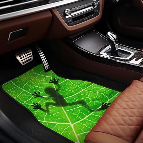 Miniatura 5 de NiuKom Frog Shadow on The Leaf - Juego de alfombrillas delanteras y traseras para automóvil, juego completo de 4 alfombrillas de goma