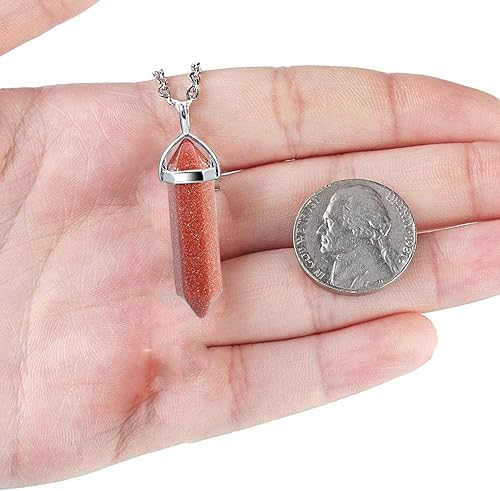 Miniatura 4 de Collares de cristal para mujer, collar con colgante de punto de cristal hexagonal, collar de piedra de cristal curativo para regalo del día