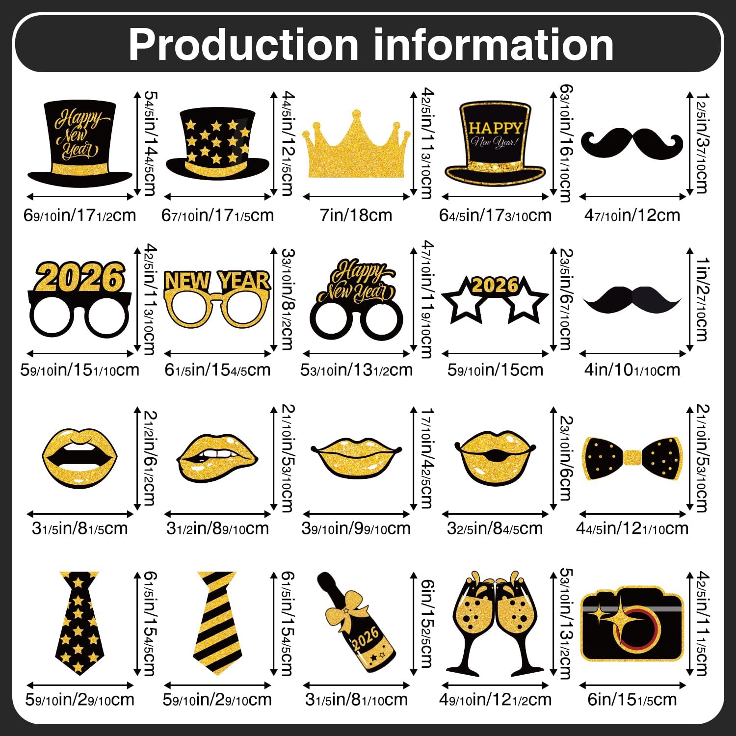 Biswiter 36 Pcs New Years Photo Booth Props, New Years Eve Photo Props 2026, Happy New Year Decorations 2026, New Year Photo Booth Props 2026, New Years Eve Party Supplies - Image 4