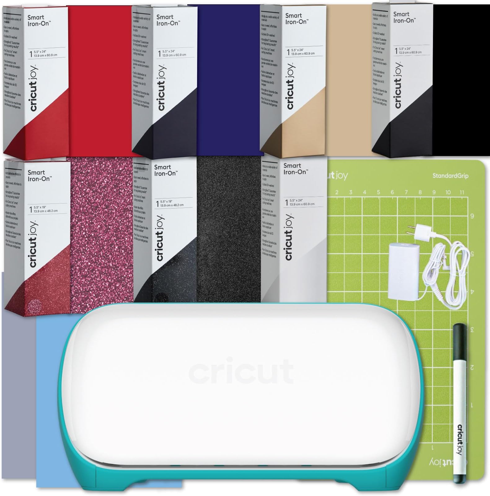 Cricut Joy Machine Bundle with 7 Smart Iron-On Rolls - Compact Cutting Machine for Iron-On Vinyl, T-Shirts, Hats & DIY Crafts
