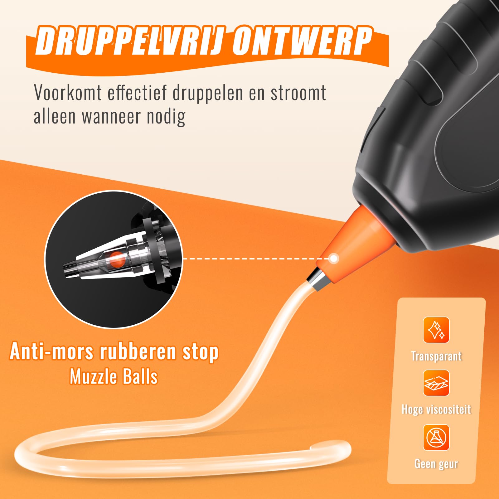 BURNNOVE Snoerloos Lijmpistool Standaard met 40 Lijmsticks USB-C Oplaadbaar 120 Seconden PTC Snel Voorverwarmen Geschikt voor DIY Ambachten Reparatie