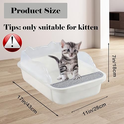 Miniatura 4 de kathson Caja de arena abierta para gatos con lado alto, bandeja de arena para gatos antisalpicaduras, inodoro para gatitos con cuchara de tamizar,