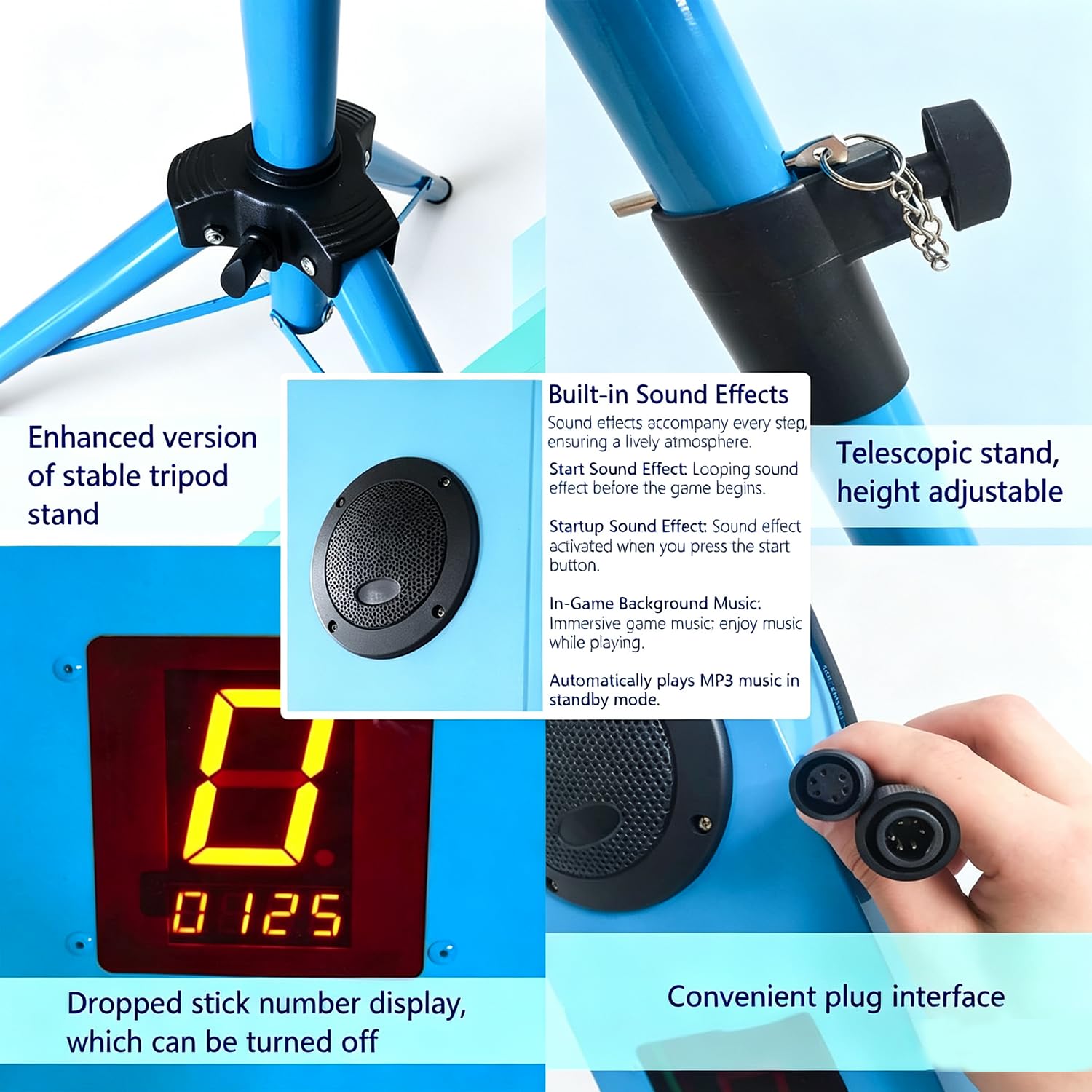 Macchina Arcade Riflessi con Display LED E 10 Bastoncini Blue