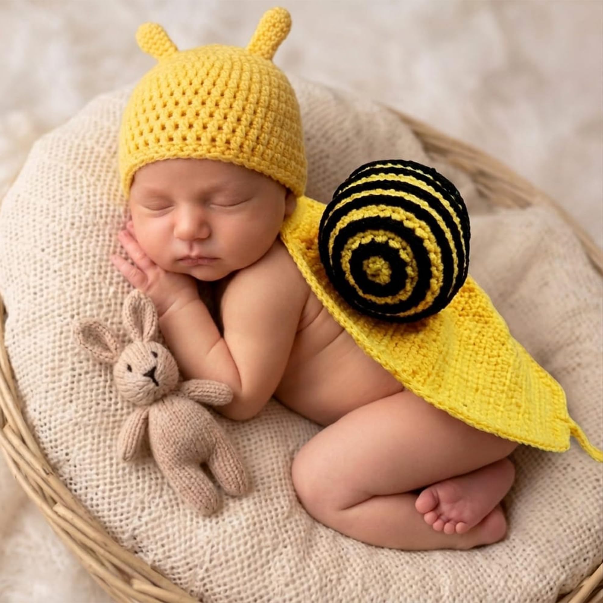 BabyMoon Snail Design Crochet Costume/Photography Props/Best Baby shower Gift (Pineapple Yellow)-picture-11