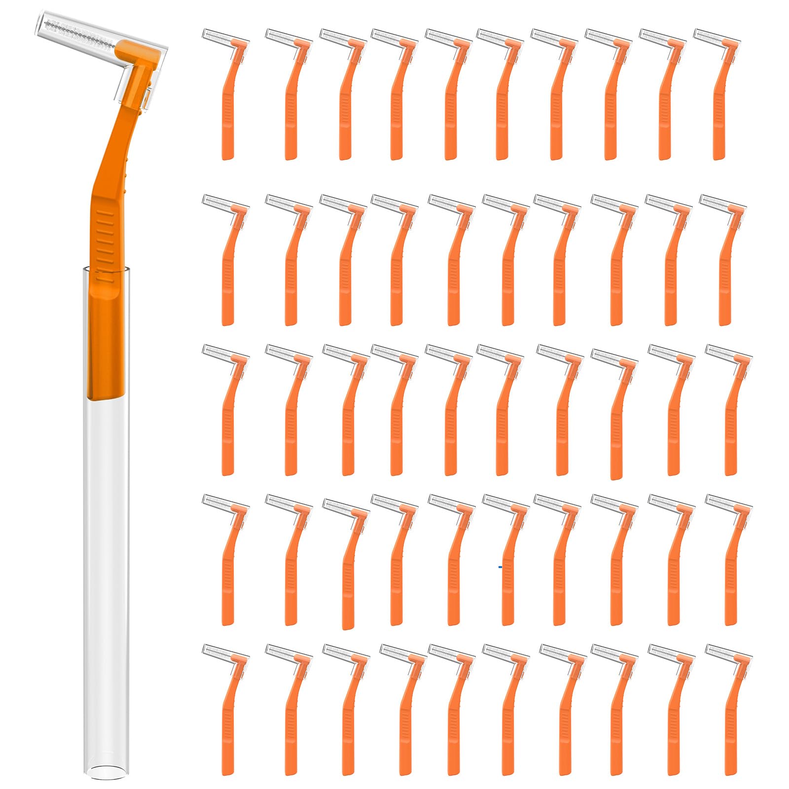 50 Angle Interdental Brushes with Extended Handles for Braces, Wide(1.2mm)