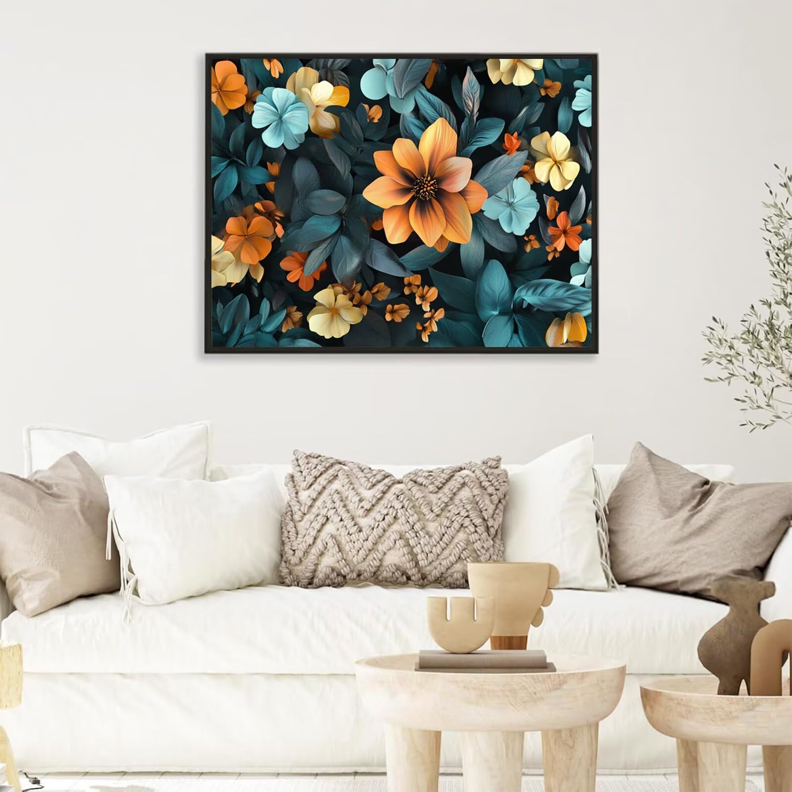 Peinture Numéros Adulte fleur Plantes (2), Peinture Numero avec Pinceaux, Loisirs Créatifs Adultes, Design Moderne Esthétique, Décoration Murale pour Salon & Chambre Sans Châssis 90x120cm m5g-283