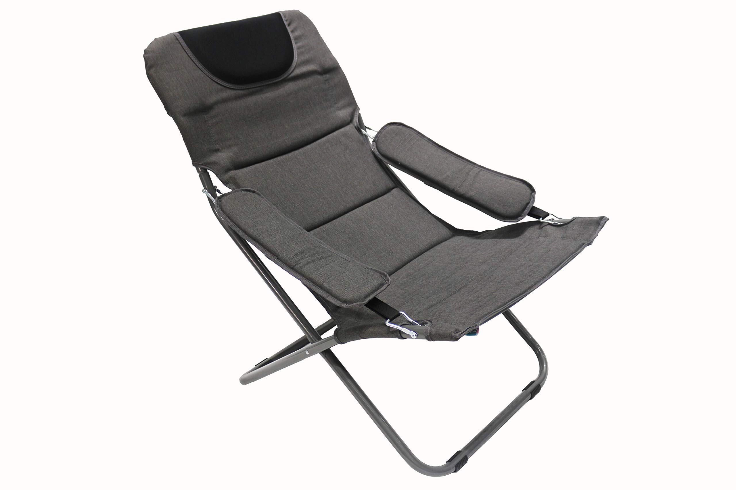 Homecall Chaise de camping pliable et rembourrée à dossier réglable (Gris)
