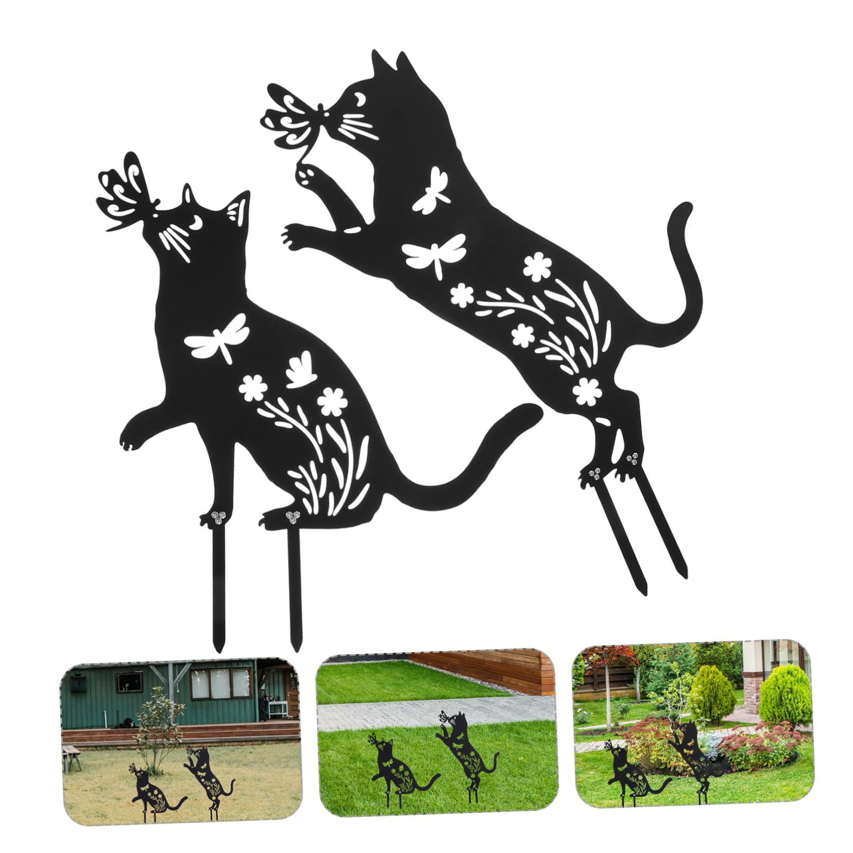 Lot De 2 Piquets Décoratifs en Métal pour Animaux Décoration De Jardin pour Lextérieur