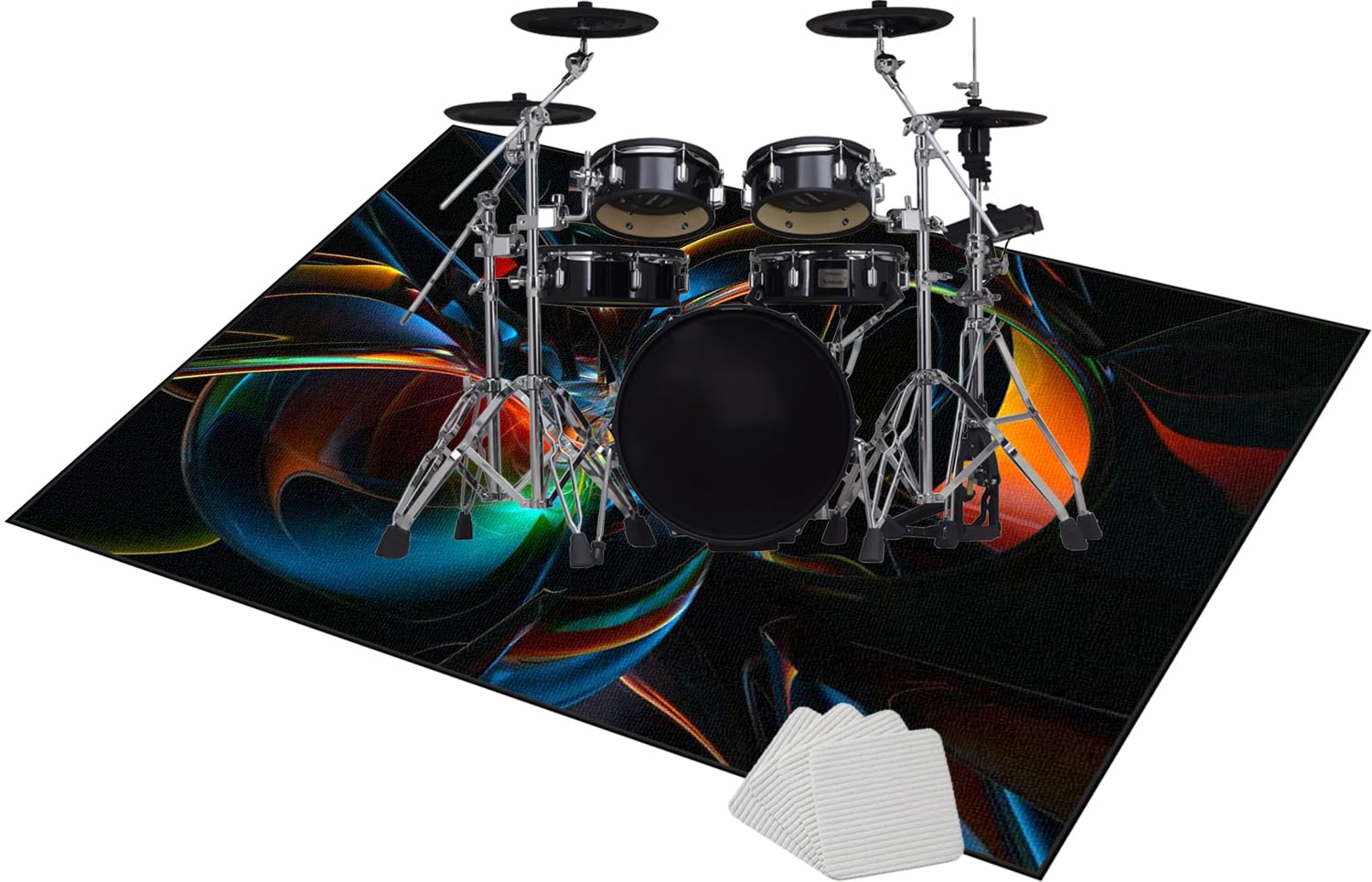 Qivstxug Drum Carpet Rug Non-Slip, Drum Rug Drum Mat, Soundproof Mat, Drumming Drum Rug, Professional Rectangle Electronic Jazz Drum Kit For Bass Drum Snare Musical Instrument Mat 180 x 160 cm