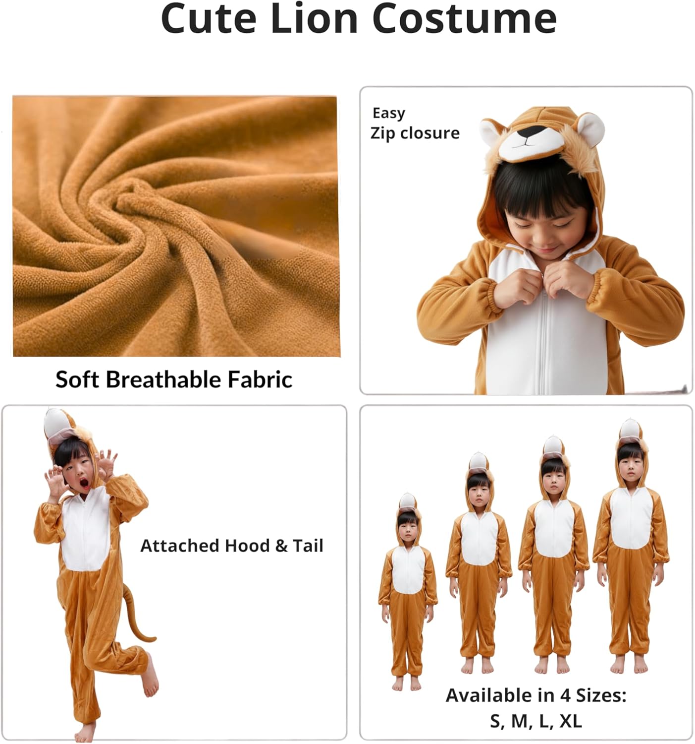 Lion Costume for Kids 1-8 years | Animal Costumes for Kids | Lion Jumpsuit Halloween Costume for Boys Girls | Cosplay Fancy Dress Lion Costume for Toddlers and Baby 2026 - view 1