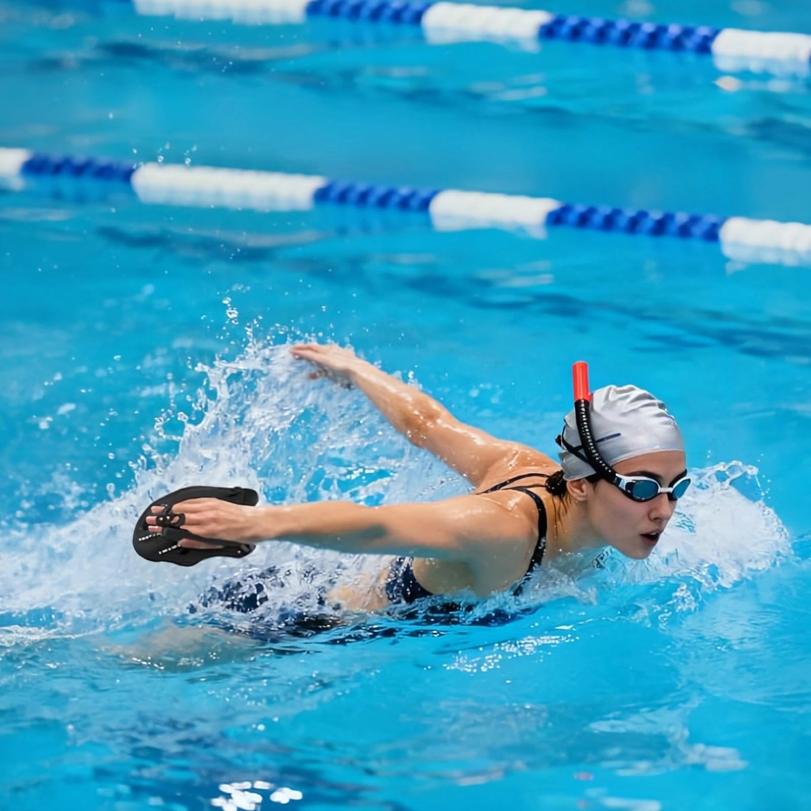 Palas de natación con Correas Ajustables - Ayuda para Entrenamiento de Fuerza - Equipo de Ejercicio de Piscina