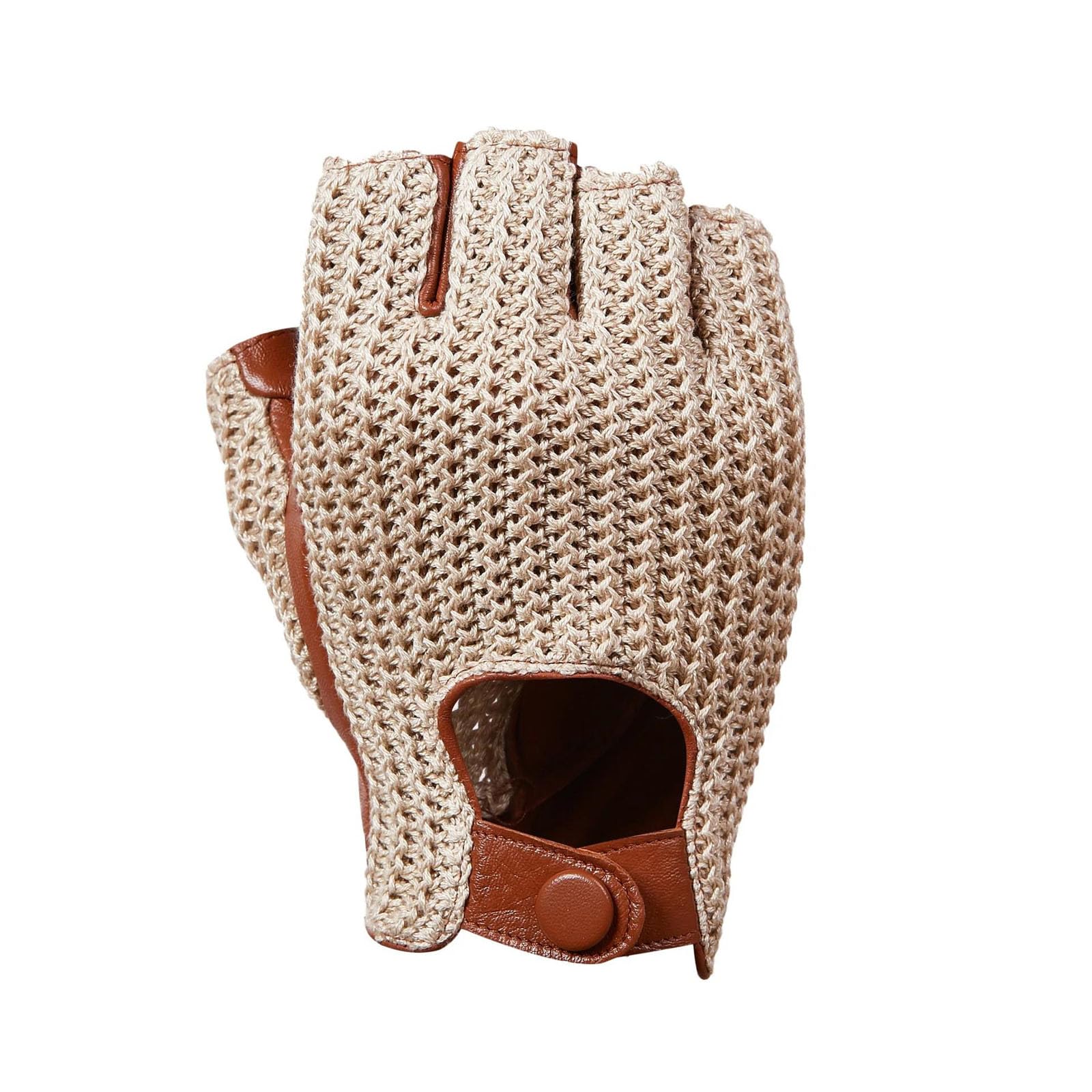 Guantes cortos de cuero para hombre, con cierre a presión, estilo retro