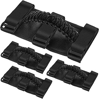 HANPENGFEILTD 4pcs Roll Bar Grab Handles Compatible with Wrangler YJ LJ TJ JK JL 1955-2022 Anti-slip Nylon Roll Bar Grip Handles Sturdy Grips Grab Hand Holder with 3 Straps Fits 2-4" Roll Bars(black)