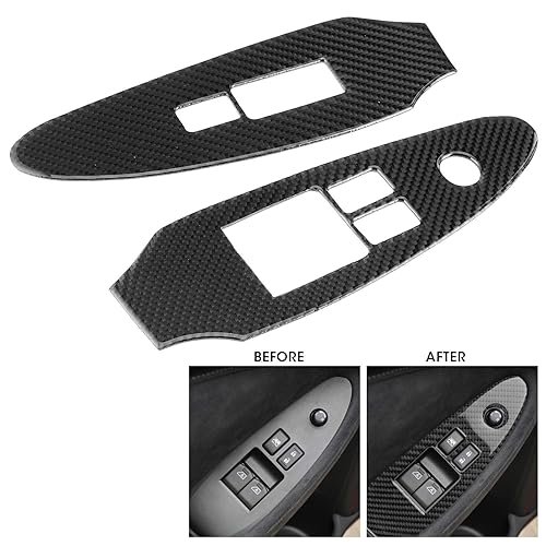 Miniatura 2 de Fydun Cubierta de botones para interruptor de ventana de puerta, 2 piezas, marco de fibra de carbono, para 370Z Z34 2009-2020 (lado izquierdo)