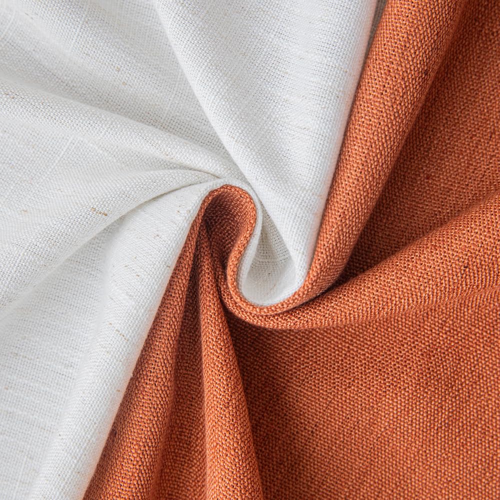 Tende Semplici Tende da Finestra di Lino 2 Pannelli Moderno Eleganti Eleganti Tende da Letto Balcone da Soggiorno Decorazione di Hotel Casa-White And Orange||132 * 160cm/52 * 63"