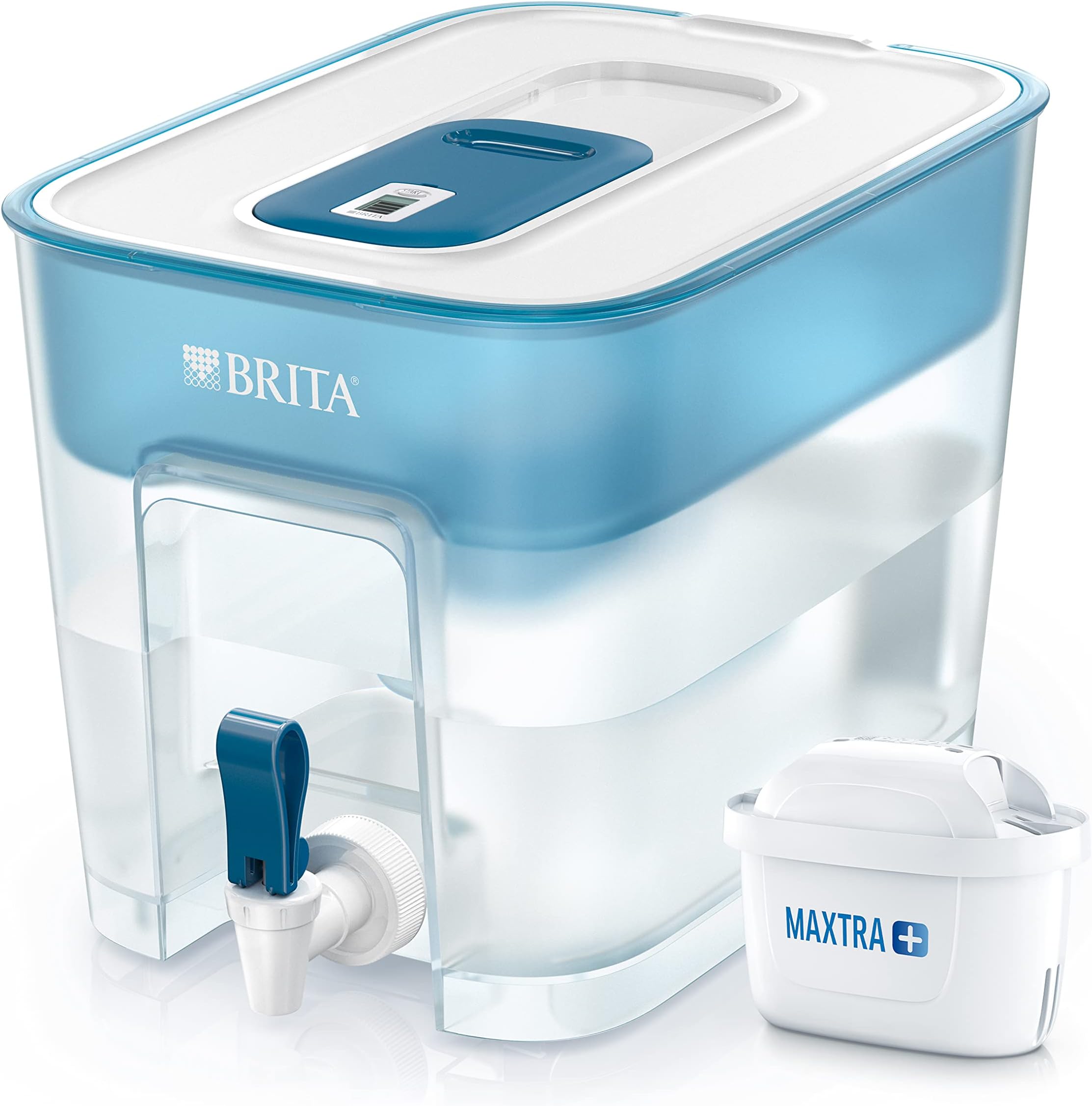 BRITA Flow XXL fridge water filter tank for reduction of chlorine, limescale and impurities, 8.2 L -Blue